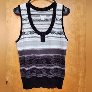 Black and Gray Geometric Sweater Vest